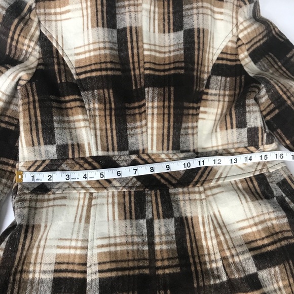 Ambition Ruffle winter Coat Brown and Black Plaid fitted waist Size S - Picture 4 of 12